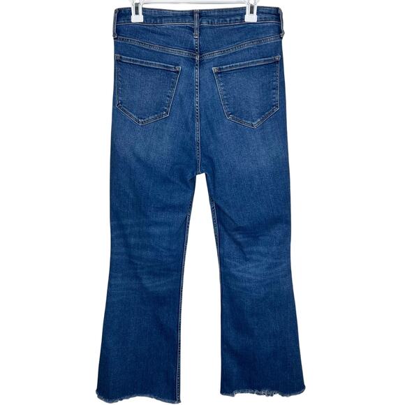 Old Navy Higher High Rise Flare Jeans 10 Raw Frayed Hem Secret Smooth Pockets - Picture 3 of 8